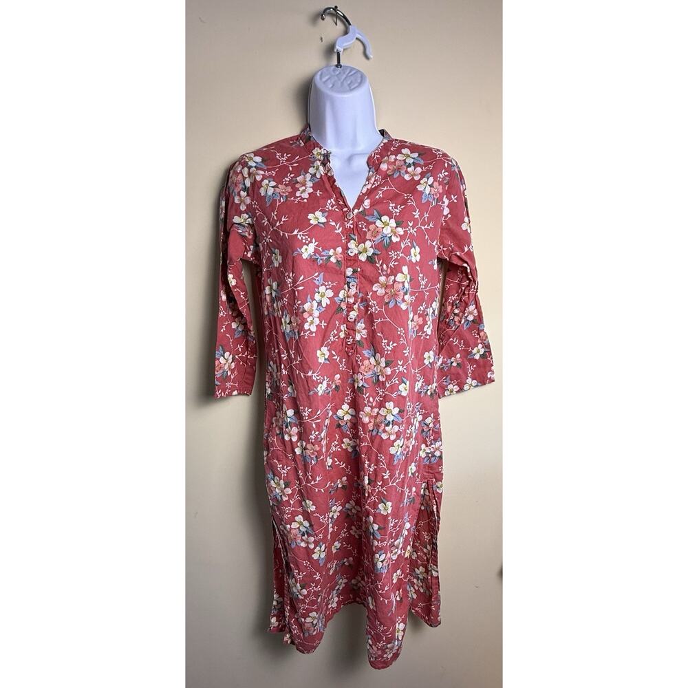 Utsa dress small rose floral long tunic Beach Resortwear Cover-up